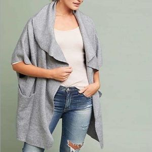 Moth Anthropologie Sophie Grey Waterfall Oversized Cardigan, Cozy Boho
